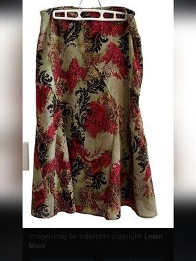 R.Q.T skirt plus size 16 green pink wine fall look floral pattern flowin…
